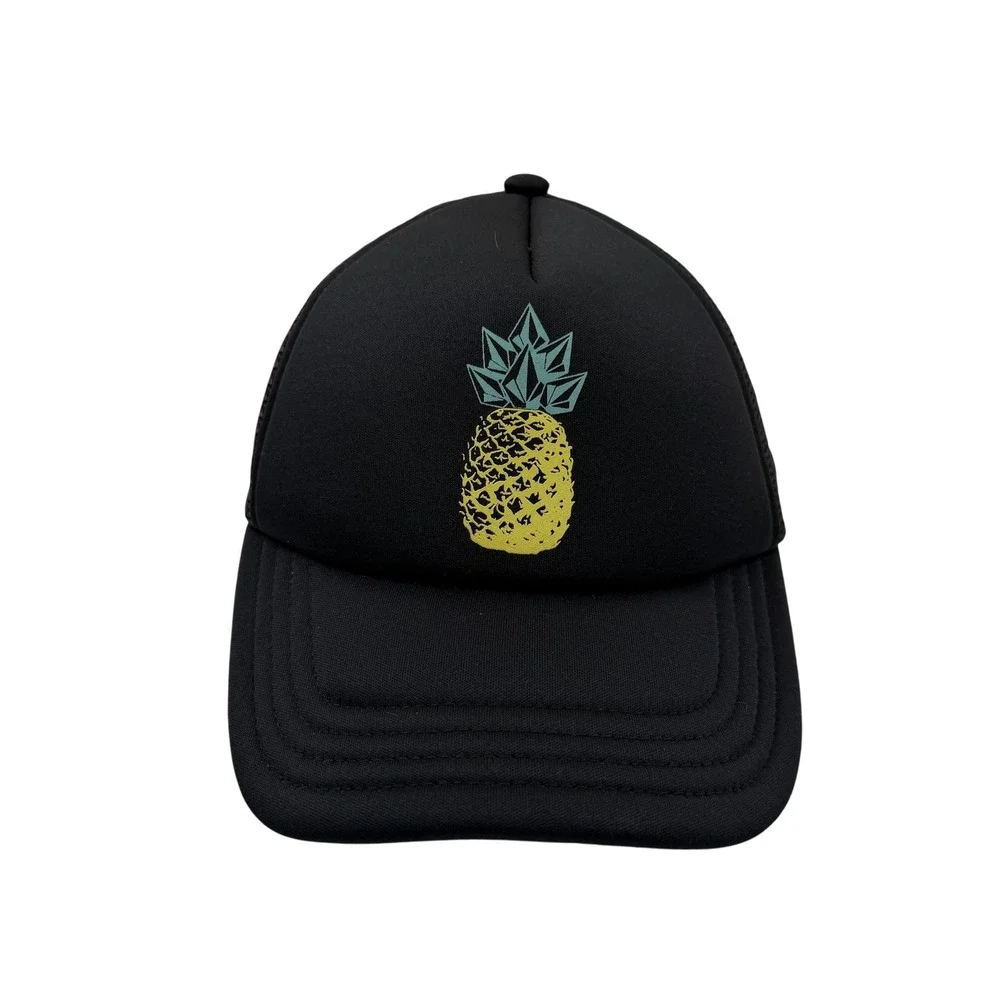 Volcom Mens Black Pineapple‎ Graphic Trucker Hat Mesh Snapback Cap Surf Skate